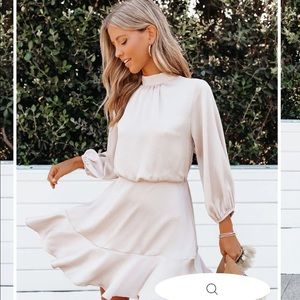 Vici textured champagne satin dress